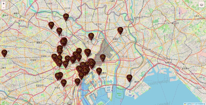 東京都のカフェ ド クリエの店舗地図