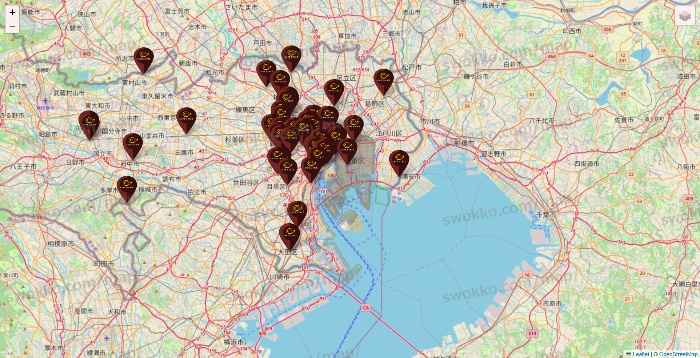 東京都のカフェ ド クリエの店舗地図