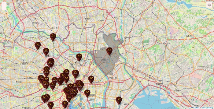 東京都のカフェ ド クリエの店舗地図