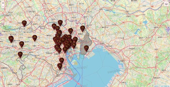 東京都のカフェ ド クリエの店舗地図