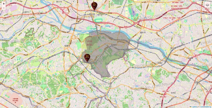 東京都のカフェ ド クリエの店舗地図