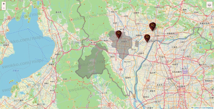 岐阜県のカフェ ド クリエの店舗地図