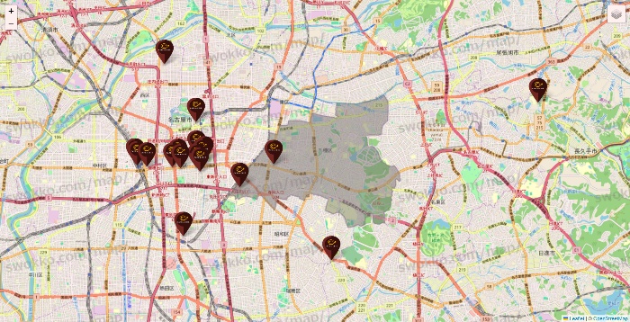 愛知県のカフェ ド クリエの店舗地図