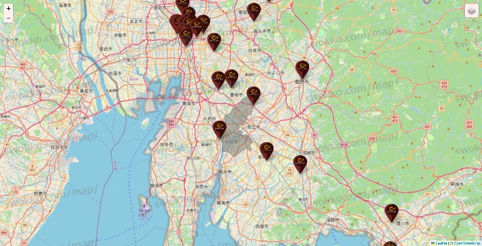 愛知県のカフェ ド クリエの店舗地図