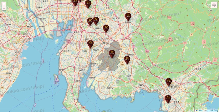愛知県のカフェ ド クリエの店舗地図