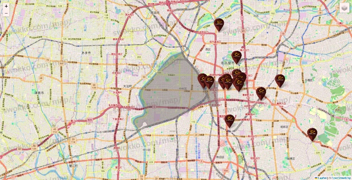 愛知県のカフェ ド クリエの店舗地図
