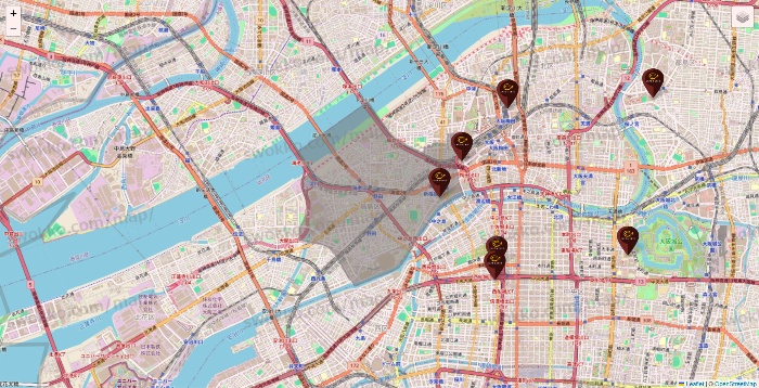 大阪府のカフェ ド クリエの店舗地図