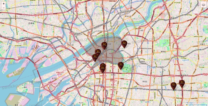 大阪府のカフェ ド クリエの店舗地図