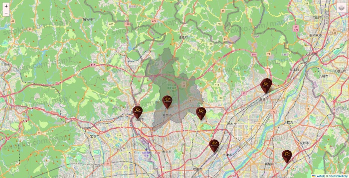 大阪府のカフェ ド クリエの店舗地図