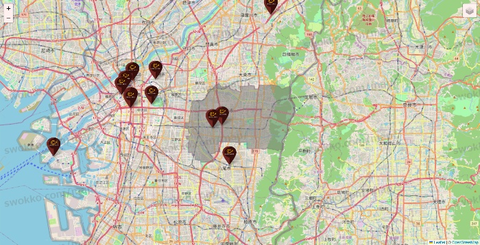 大阪府のカフェ ド クリエの店舗地図