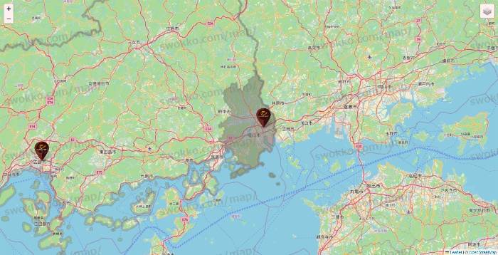 広島県のカフェ ド クリエの店舗地図