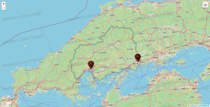 広島県のカフェ ド クリエの店舗地図