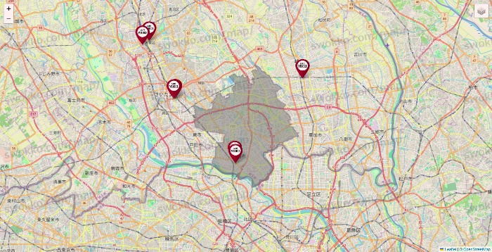 埼玉県のベローチェの店舗地図