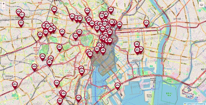 東京都のベローチェの店舗地図