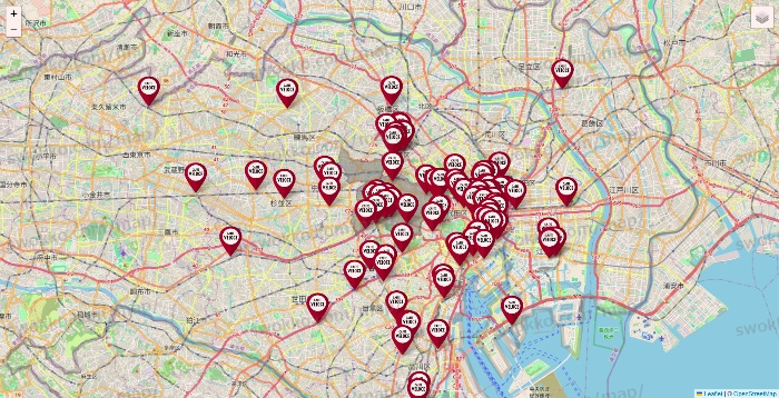東京都のベローチェの店舗地図