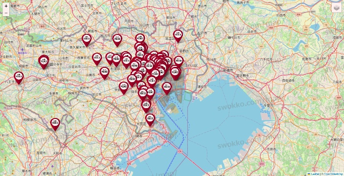 東京都のベローチェの店舗地図