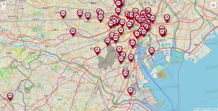 東京都のベローチェの店舗地図