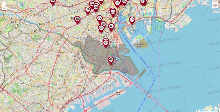 東京都のベローチェの店舗地図