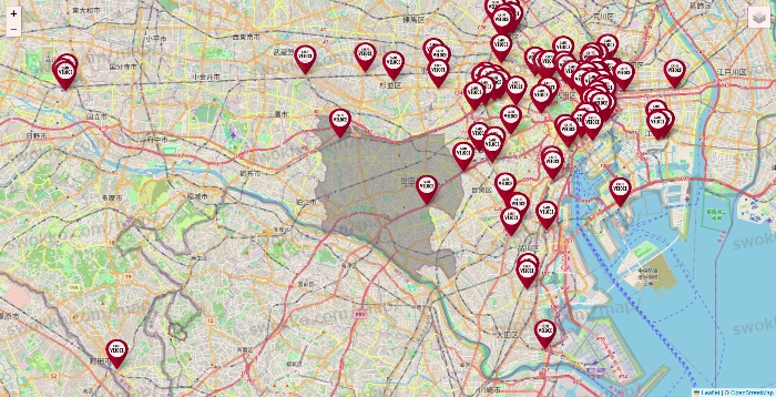 東京都のベローチェの店舗地図