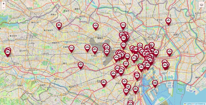 東京都のベローチェの店舗地図