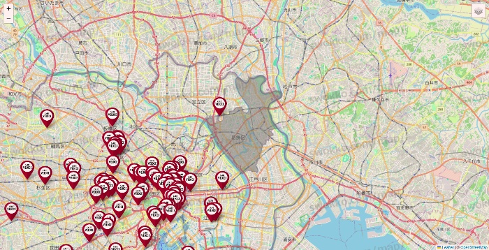 東京都のベローチェの店舗地図