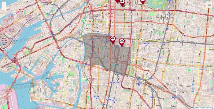 大阪府のベローチェの店舗地図