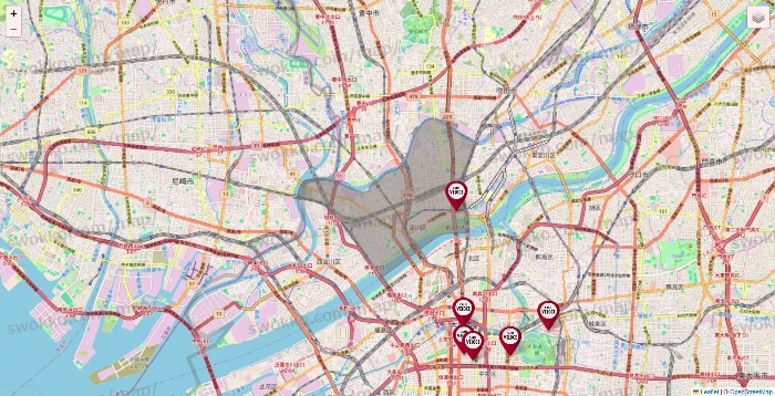 大阪府のベローチェの店舗地図