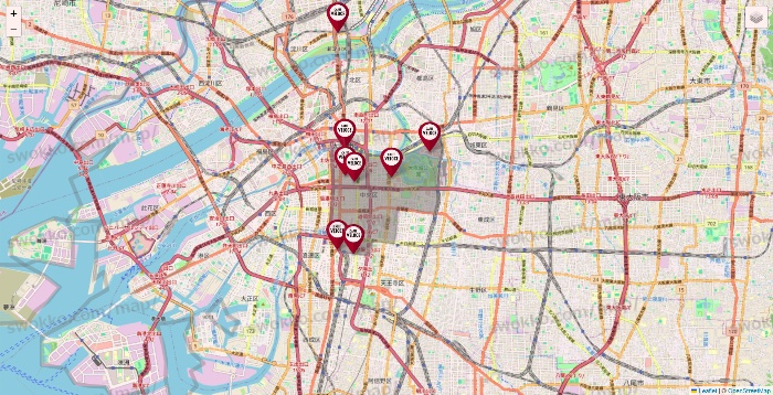 大阪府のベローチェの店舗地図