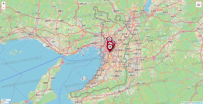 大阪府のベローチェの店舗地図
