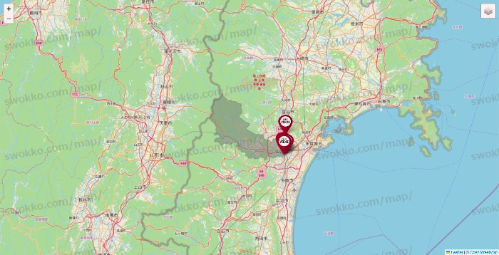 宮城県のベローチェの店舗地図