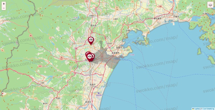 宮城県のベローチェの店舗地図