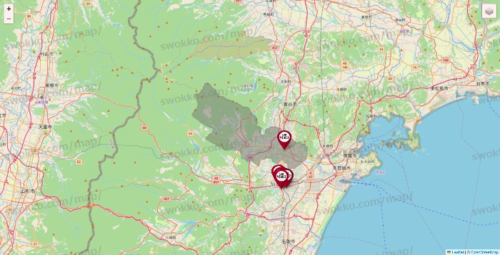 宮城県のベローチェの店舗地図