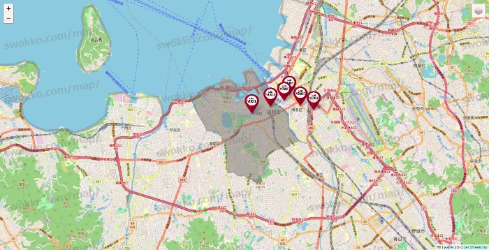 福岡県のベローチェの店舗地図
