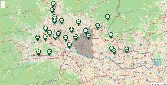 群馬県のカインズの店舗地図