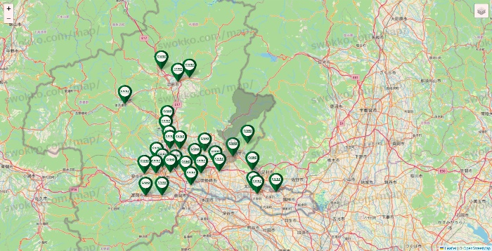 群馬県のカインズの店舗地図