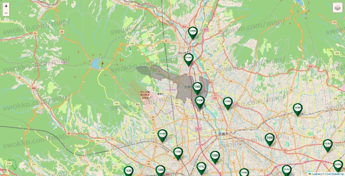 群馬県のカインズの店舗地図