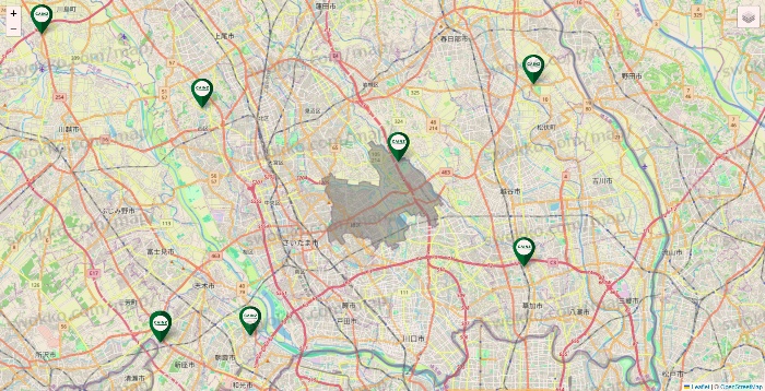 埼玉県のカインズの店舗地図