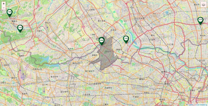 埼玉県のカインズの店舗地図