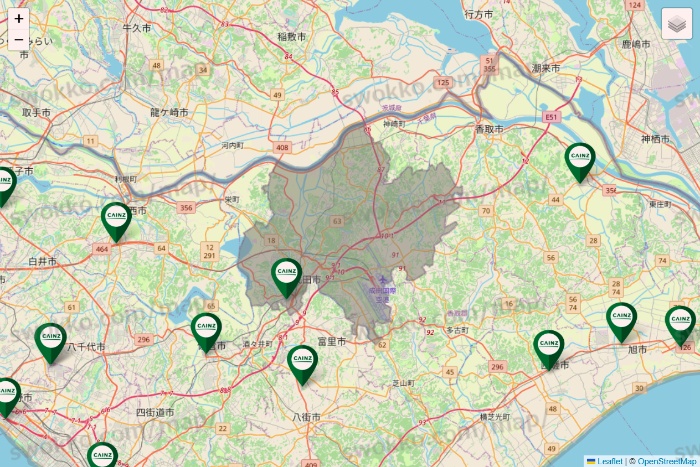 千葉県のカインズの店舗地図