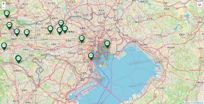 東京都のカインズの店舗地図