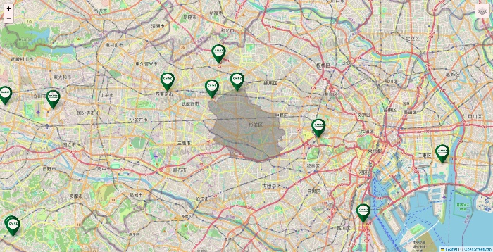 東京都のカインズの店舗地図