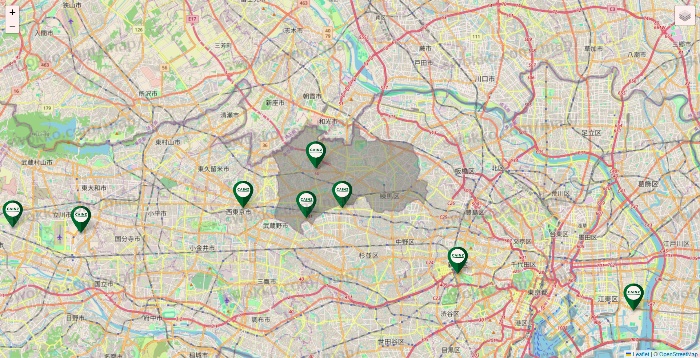 東京都のカインズの店舗地図