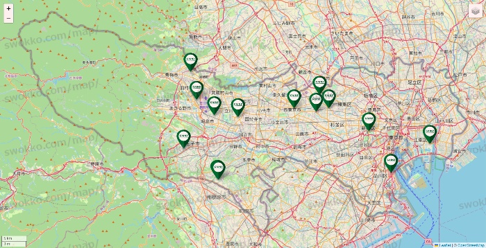 東京都のカインズの店舗地図