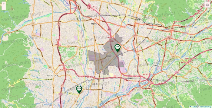 山梨県のカインズの店舗地図