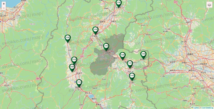 長野県のカインズの店舗地図