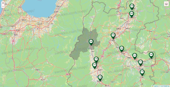 長野県のカインズの店舗地図
