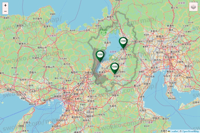 滋賀県のカインズの店舗地図