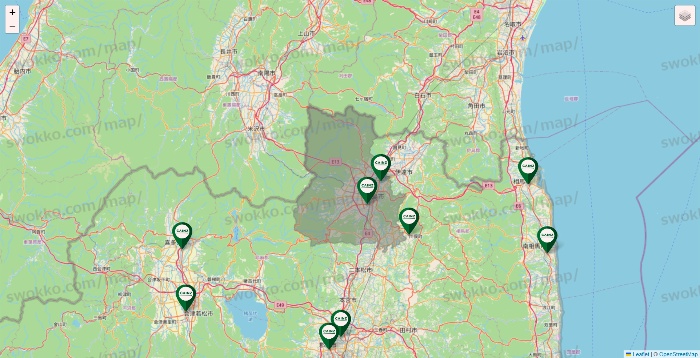 福島県のカインズの店舗地図