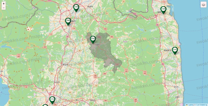 福島県のカインズの店舗地図