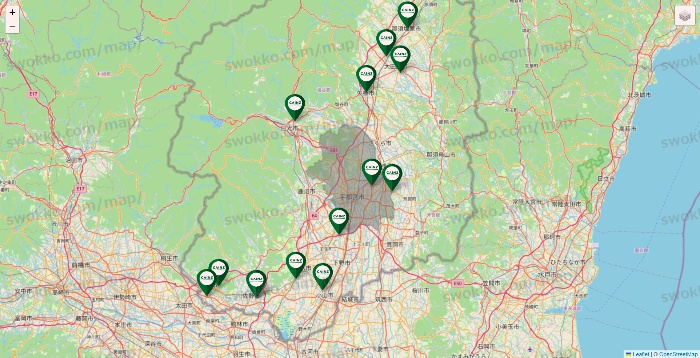 栃木県のカインズの店舗地図
